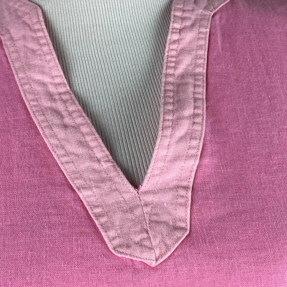 LANDS END | Pink 100% Linen Split Neck Long Sleeve Tunic Blouse Size 10 / 12 M - Picture 5 of 6
